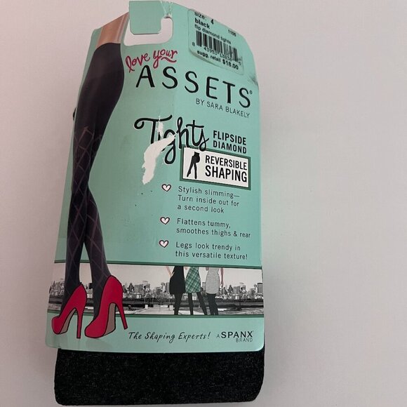 Love Your Assets Spanx Tights Flipside Diamond Reversible Shaping Black Size 4 - Picture 1 of 4